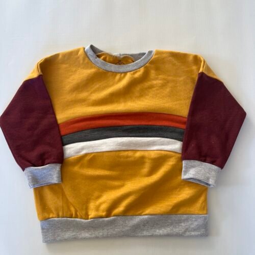 2-3 yrs Rainbow Sweater Mustard with maroon Sleeves