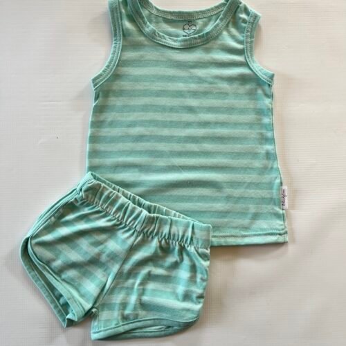 18-24 mnths Sage and Aqua stripe set