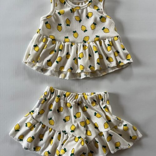 18-24 m Lemon Peplum top and frill shortie set